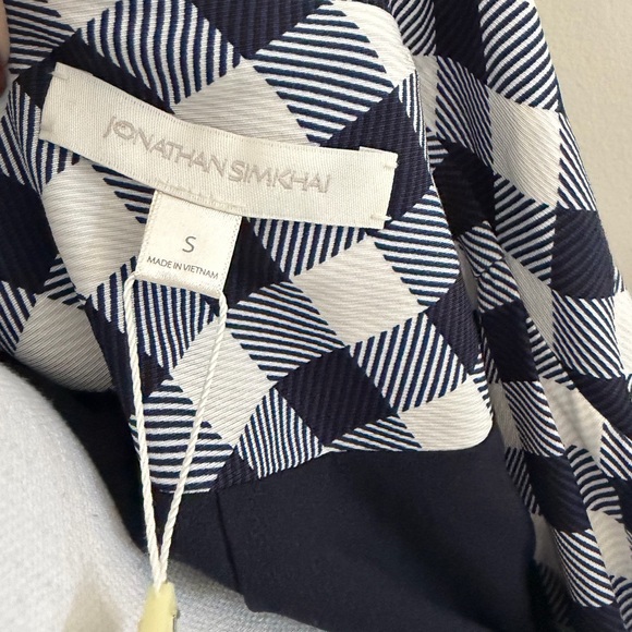 NWT Jonathan Simkhai Checkered Utility Jacket in Navy and White - Picture 6 of 6